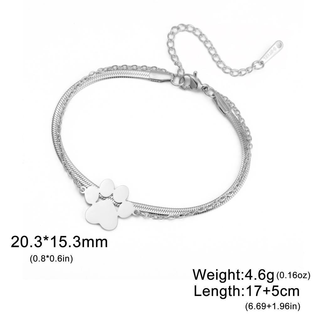 Cazador Stainless Steel Cute Dog Cat Paw Foot Print Charm Bracelets for Women Gold Color Wax Rope Bracelet Gift 2026