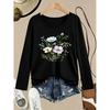 1Pieces Women's Round Neck Long Sleeve T Shirt Floral Print All-Season Casual Wear Shipped from Local Warehouse Everyday Versatile Top Perfect