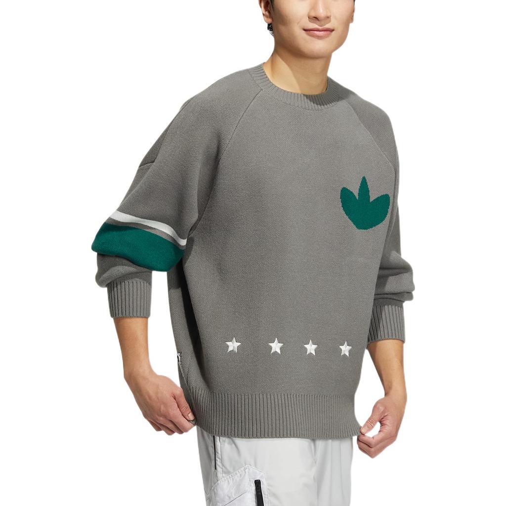 adidas Originals SS22 Logo Print Crewneck Pullover Sweatshirt Men Sweatshirt Gray HS7294