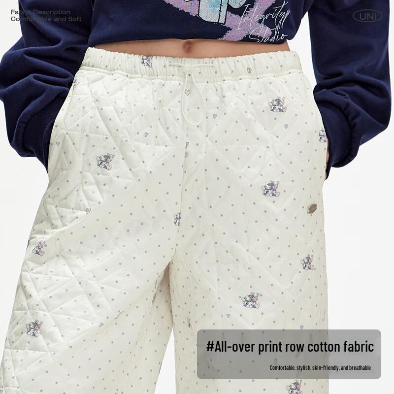 unifree Illustrator Polka Dot Print Loose Straight Winter Pants