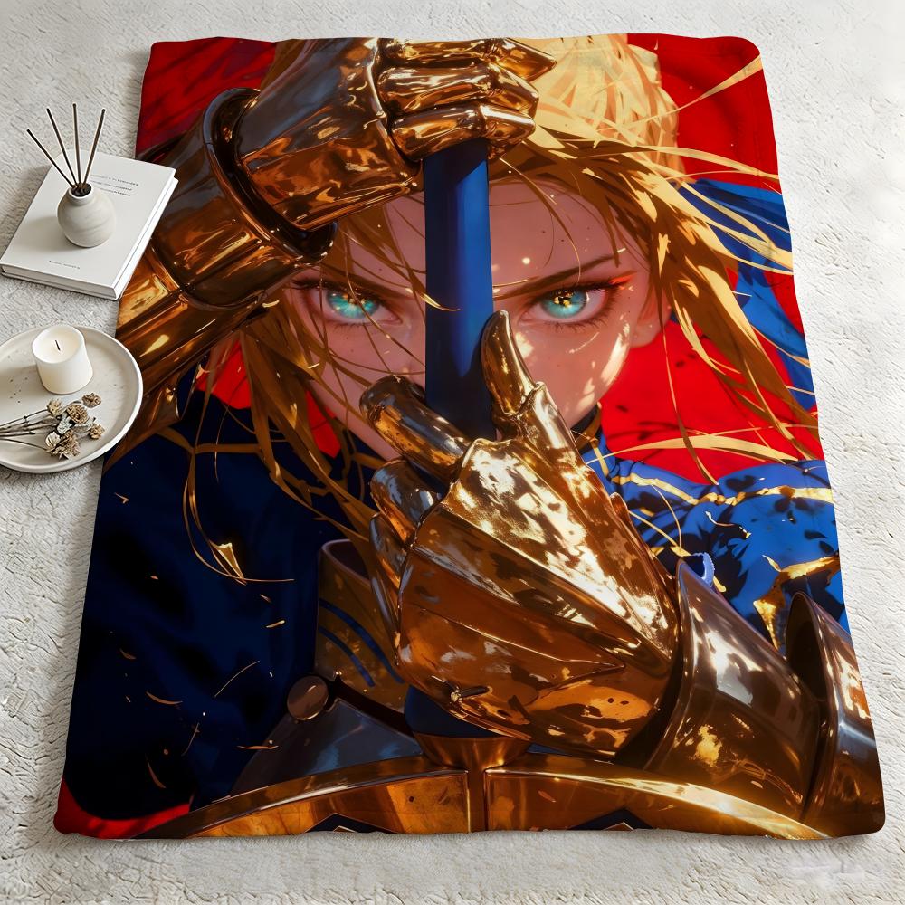 Game FFate Grand Orderr Throw Warm Soft Flannel Blanket Multiuse for Sofa Bed Camping Travel Nap