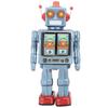 Metal Tin Robot Toy Rotating Robot Retro Electric Rotating Figure Model Adult Collection Children Gift (Blue)