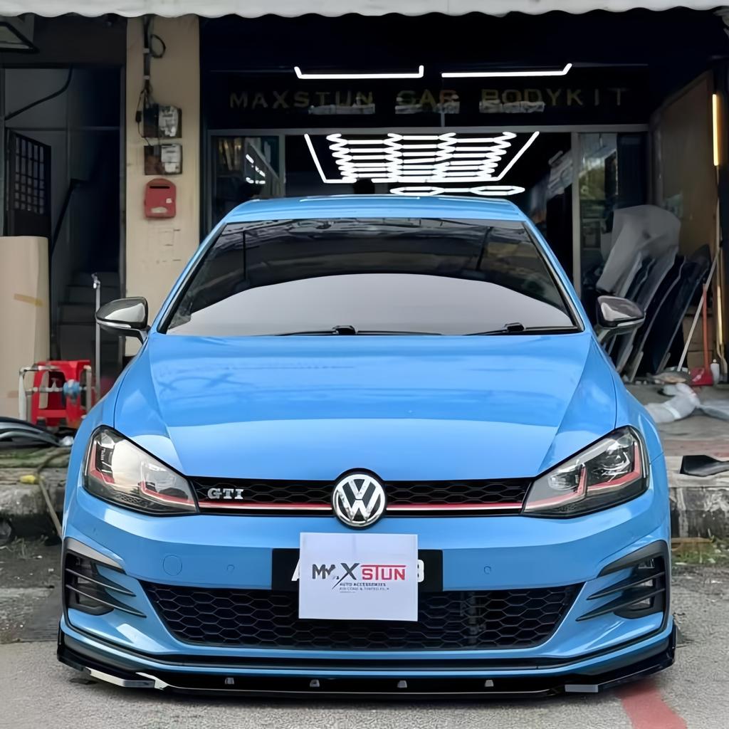MAXTON Style Glossy Black Car Front Bumper Splitter Lip For Volkswagen Golf 7.5 GTI 2017-2020 Front Bumper Lip Diffuser BodyKits
