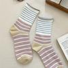 Sock Children's Cotton Summer and Spring Odor-resistant Mid-length Socks with Trendy Stripes, Long Socks, Summer Lightweight Pile-up Socks