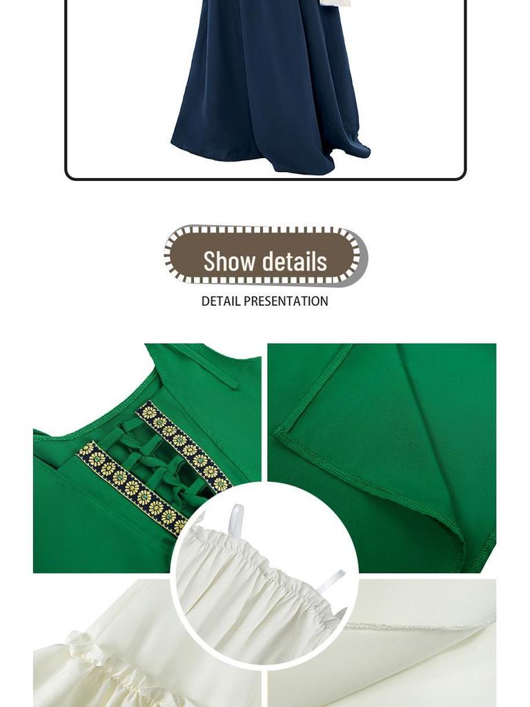 European & American Square Neck Lace-Up Corset Medieval Renaissance Costume Dress