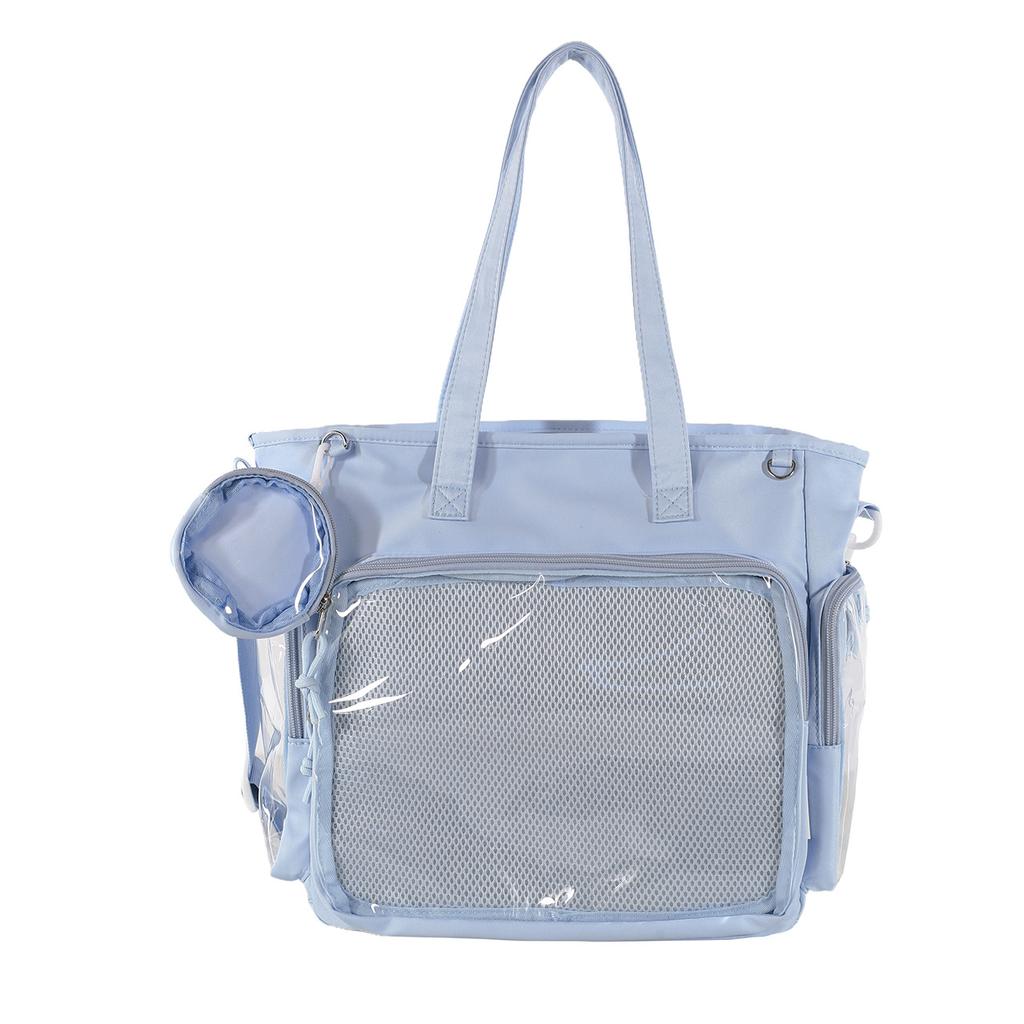 New Large Capacity Clear Itabag Tote Bag Girls Lightweight Nylon Pin Display Kawaii School Book Shoulder Bag Female Ita Handbag