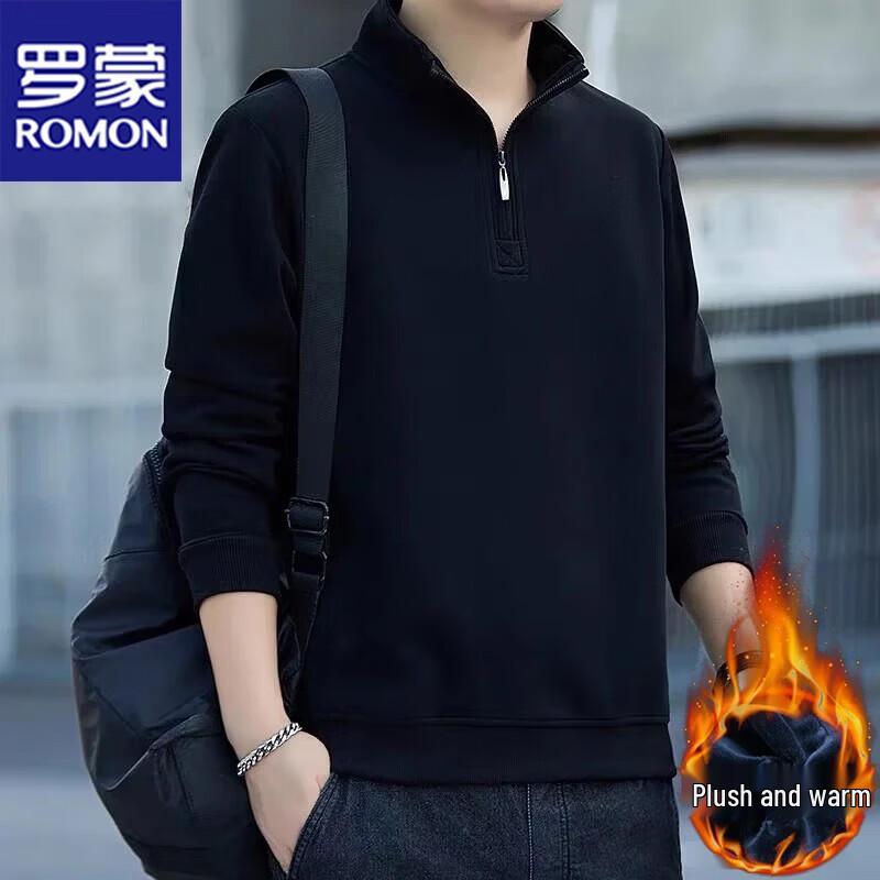 ROMON Men's Casual Stand Collar Long Sleeve Sweatshirt