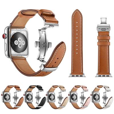 For Apple Watch 6 5 4 3 2 1 SE Band Butterfly Watch Band Strap for IWach 44mm 40mm 42mm 38mm Genuine Leather Bracelet Bands