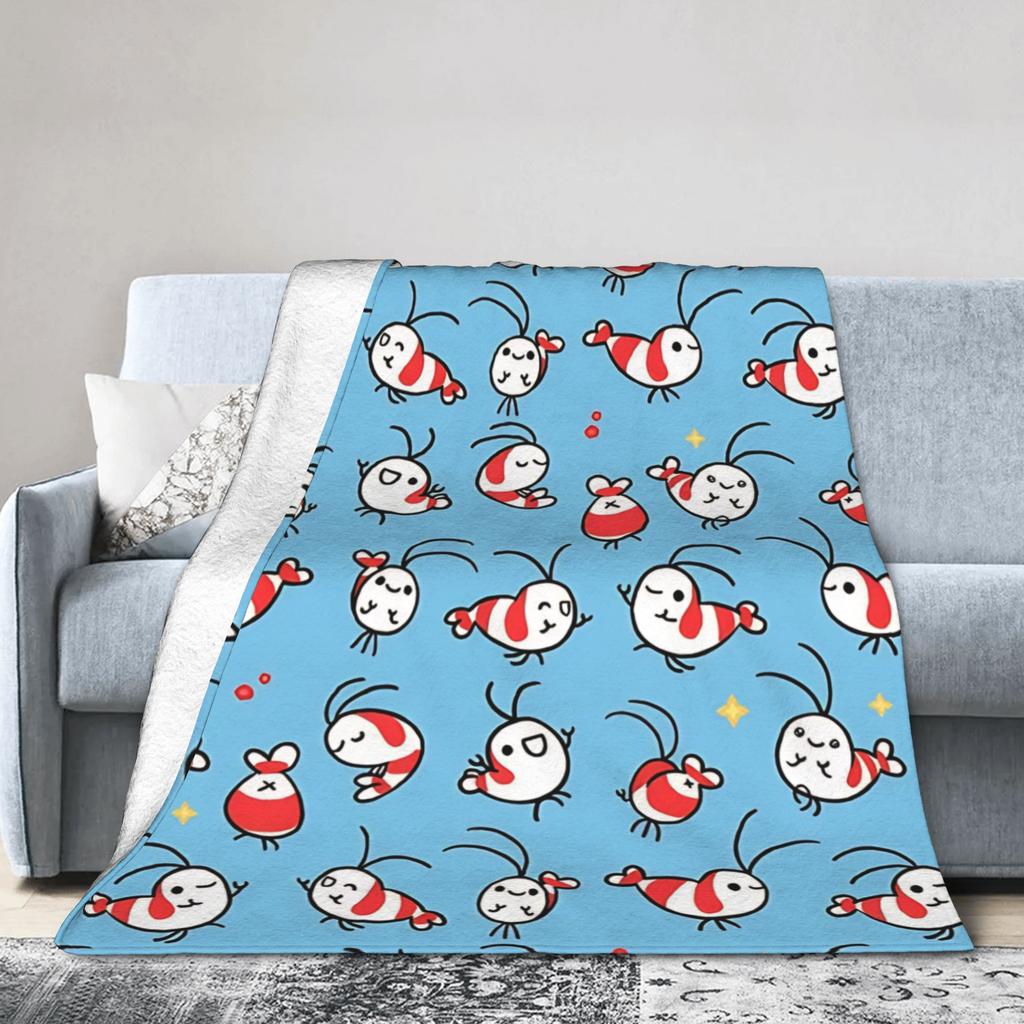 Shy Shrimp Partten Blankets Flannel Soft Throw Blankets for Outdoor Travel Bedroom Quilt