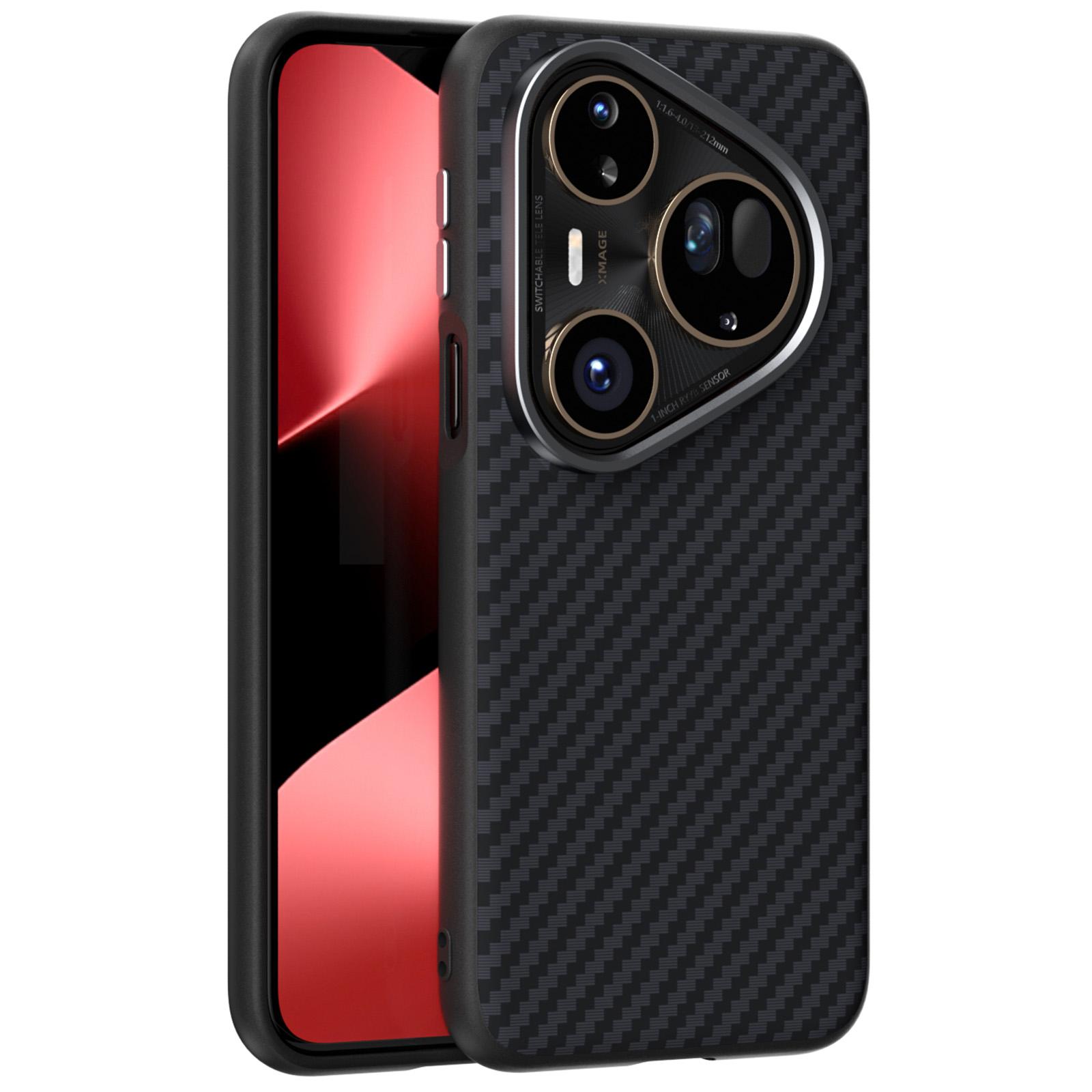 

ABEEL Чехол для Huawei Pura 80 Ultra, совместимый с MagSafe, задняя крышка с текстурой углеродного волокна Black