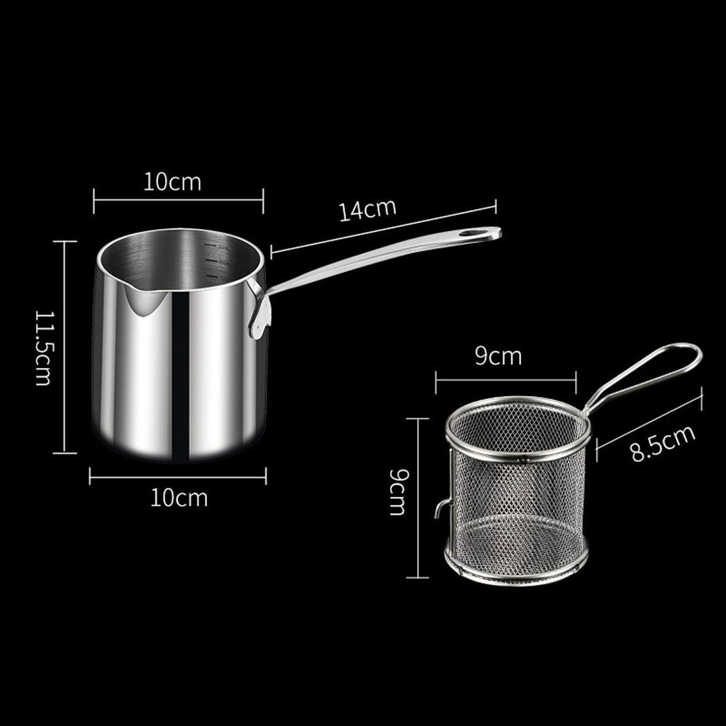 Deep Fryer Pot Small with Filter, Oil Cooking Multipurpose Strainer Basket Frying