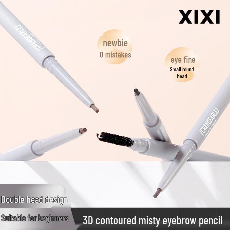 Xixi 3D Misty Eyebrow Pencil: Natural, Distinct Strokes; Waterproof, Sweatproof, Smudge-Proof; Double-Ended.