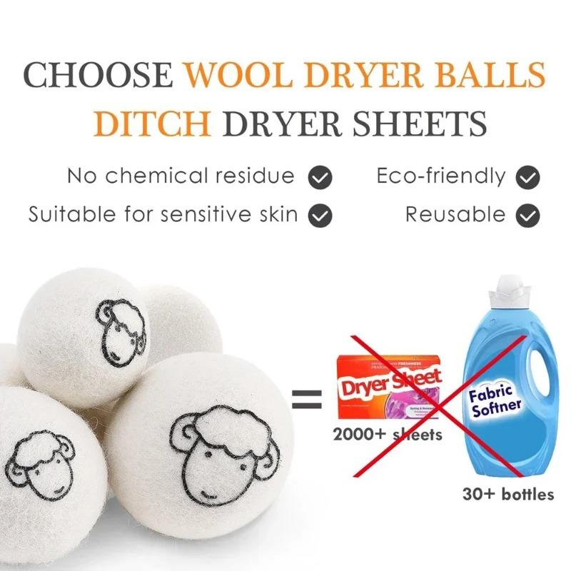 1-12Pcs Wool Dryer Balls 5/7cm Reusable Natural Fabric Softener  Home Wrinkle Reducer Washing Machine Cleaning Supplies Gadget