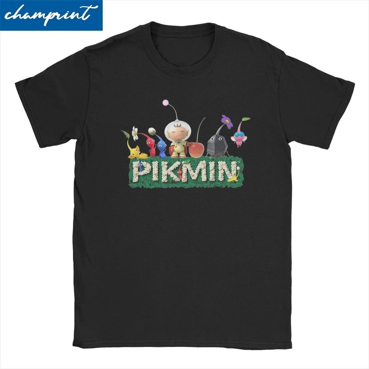 

Kawaii Pikmin футболки для женщин унисекс, винтажные футболки из 100% хлопка с круглым вырезом, футболки с героями мультфильмов, топы с короткими рукавами и графикой 4XL