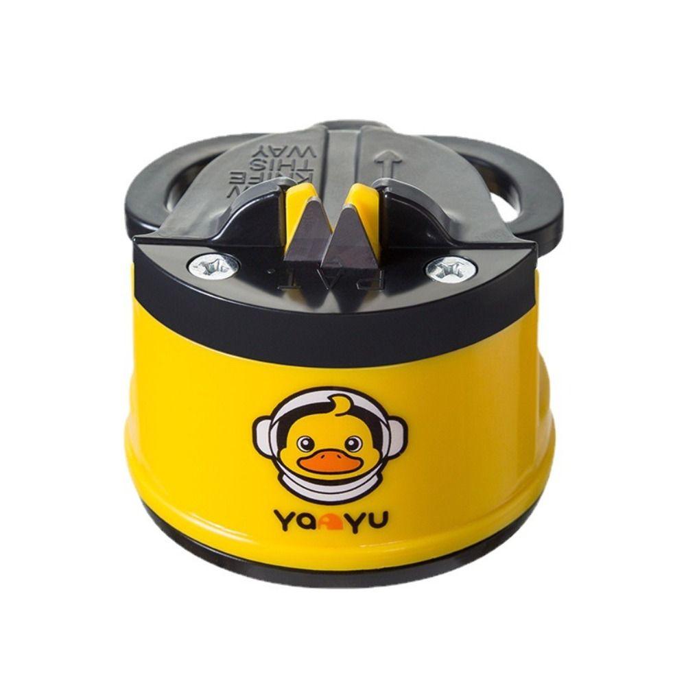 Multifunctional Little Yellow Duck Whetstone Non-slip Base with Suction Cup Kitchen Sharpener Portable Durable