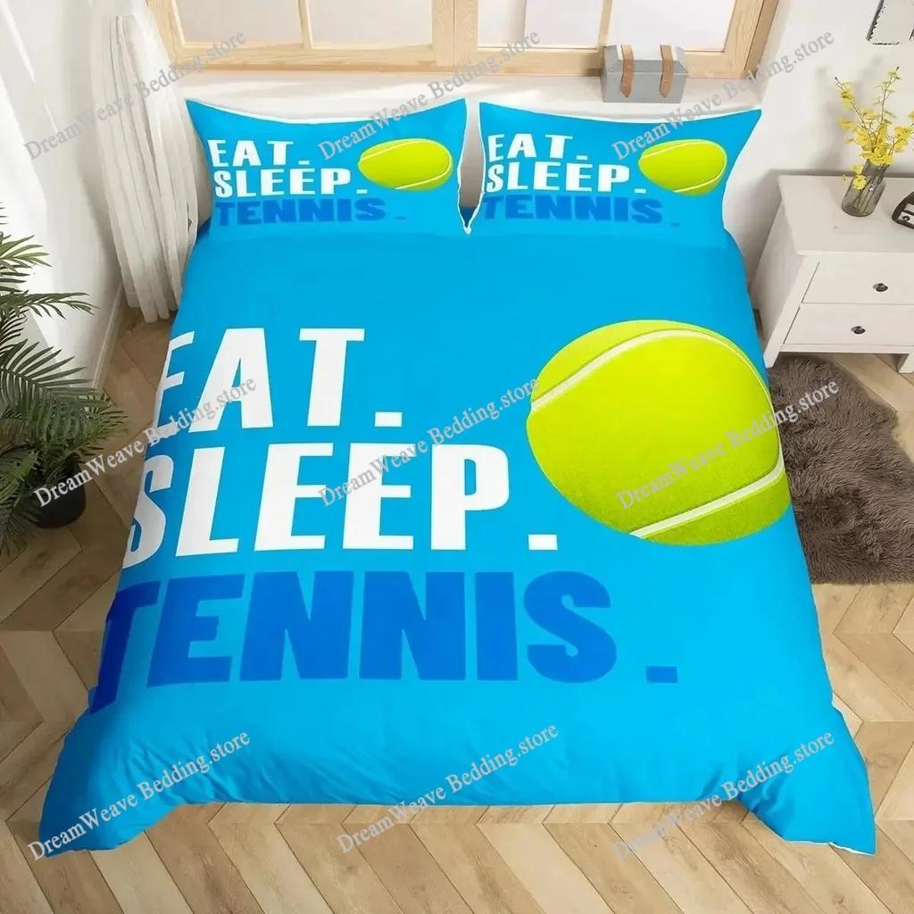 3D Tennis Bedding Set Full Size Sports Theme Comforter Cover Tennis Ball Games Yellow Duvet Cover Black White Quilt Cover963