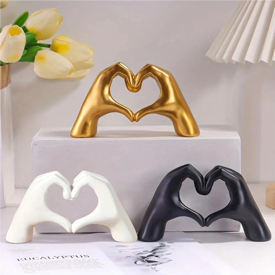 Harz Liebesgeste Statuen Skulpturen Desktop Ornament Skulptur Figuren Nordisch Licht Luxus Kunsthandwerk Büro Heimdekoration