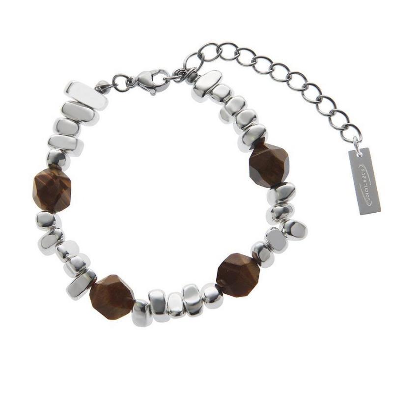 Fashion Hiphop Irregular Square Beaded Bracelets for Men Vintage Brown Tiger Eye Bangles Bracelet Men's Jewelry Accessories