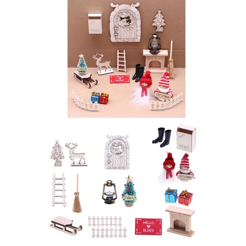 Festive Doll House Door Set Creative Christmas Gnomes Decorations Party Holiday Scene Unique Holiday Accessory Kits