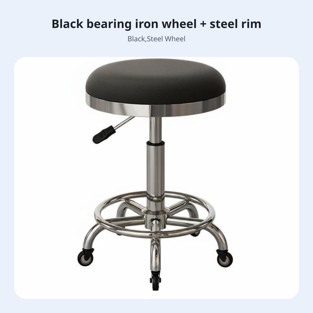 Height-Adjustable Rotate Stool Effortless Rolling Casters Commercial Seating Padded Seat Easy To Assemble For Spa Clinic