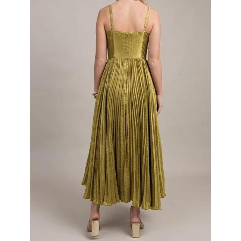 Export Single Spring New Arrival Fashion Suspenders Pleated Slim-Fit Special-Interest Design Ladies Banquet Party Swing Dress