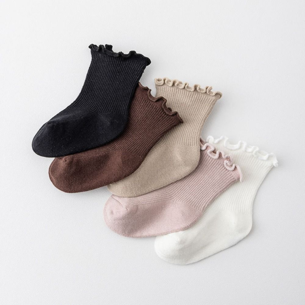 6Pairs Breathable Kids Short Tube Socks Ruffle Toddle Sweet Socks Baby Cotton Socks Children