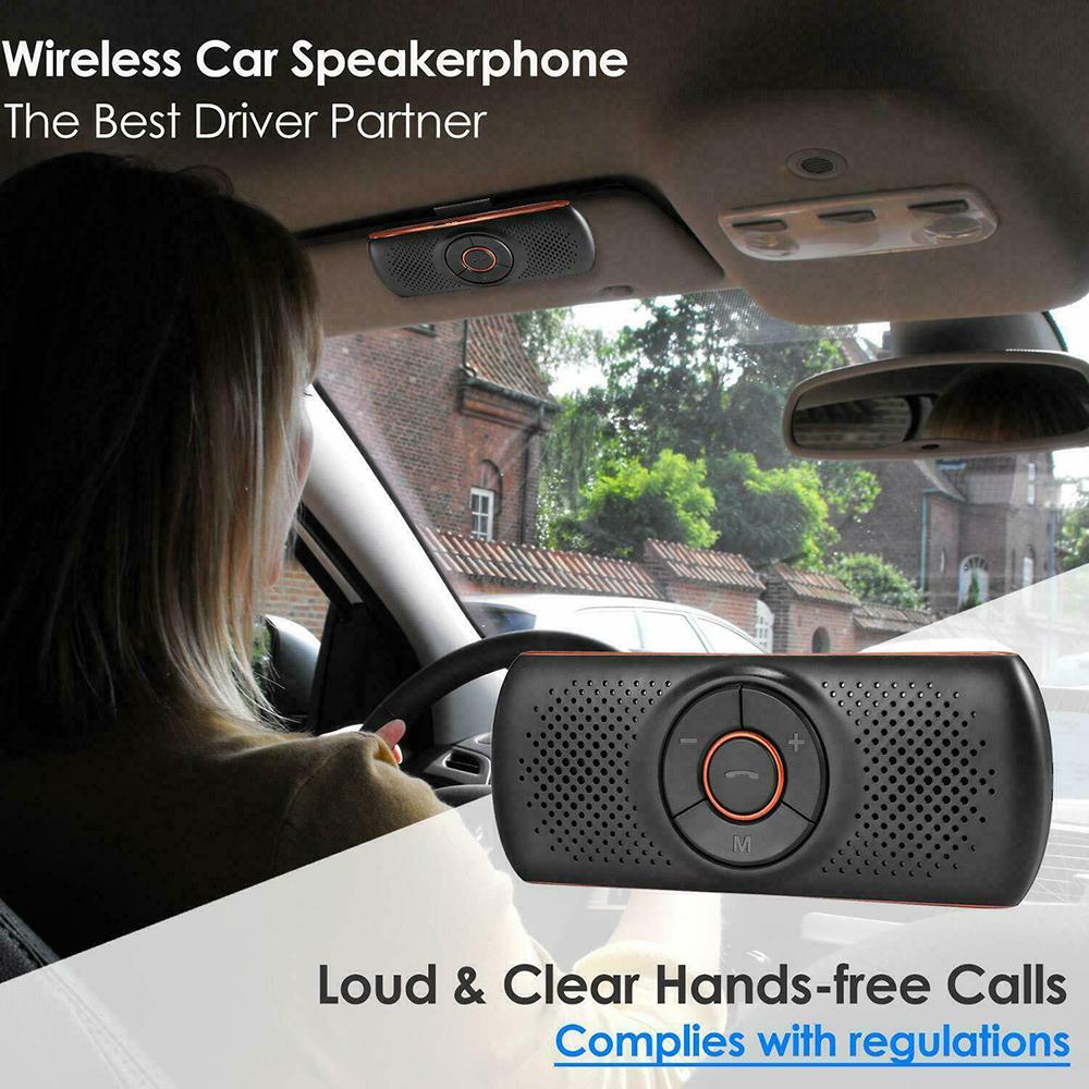 Car Kit Handsfree Speakerphone Multipoint Sun Visor Speaker for Phone Smartphones Car Charger Hands Free Bluetooth-compatible