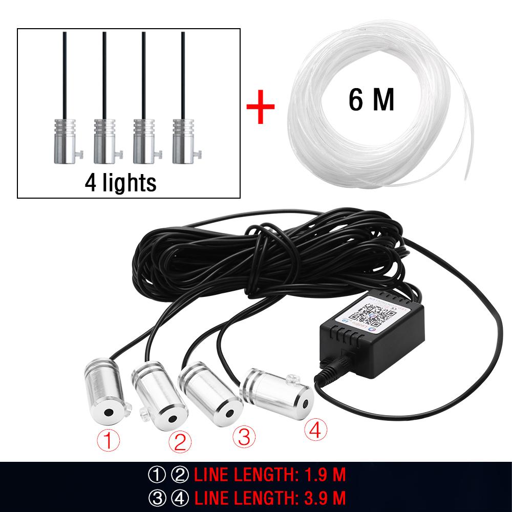 4/5/6 In 1 Car Ambient Decoration Lamp Kit RGB Neon Bluetooth App Control Cigarette USB Car LED Interior Atmosphere Light 12V