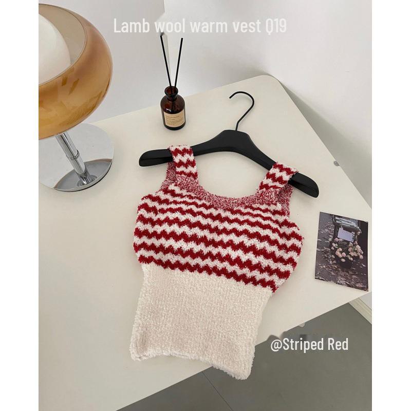 

Жіноча плюшева тепла жилетка з V-подібним вирізом і підкладкою для грудей - стиль осінь/зима One size (80-130 catties)