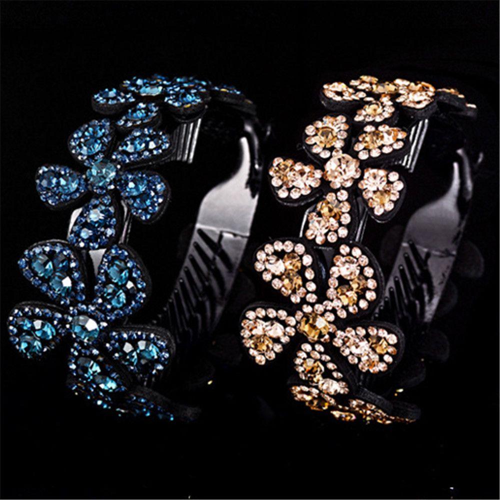 Bun Maker Expanding Flowers Hair Clips Crystal Hair Claw Bird Nest Twist Clip Rhinestone Hairpins