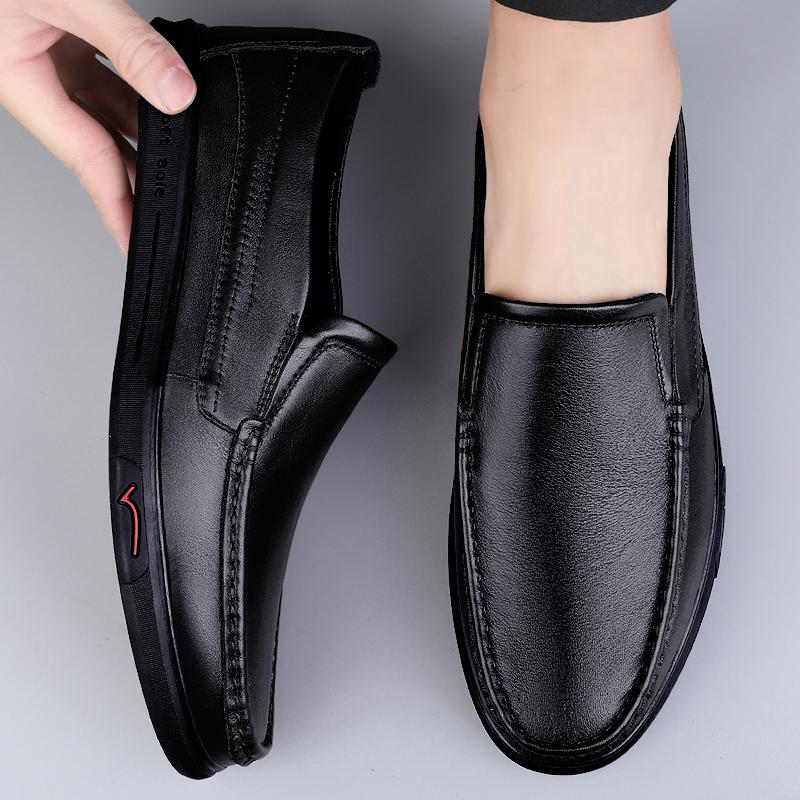 Zapatos de cuero suave para hombre Zapatos de conducción casuales Zapatos casuales de cuero para negocios para hombre Zapatos sin cordones de cuero genuino para hombre