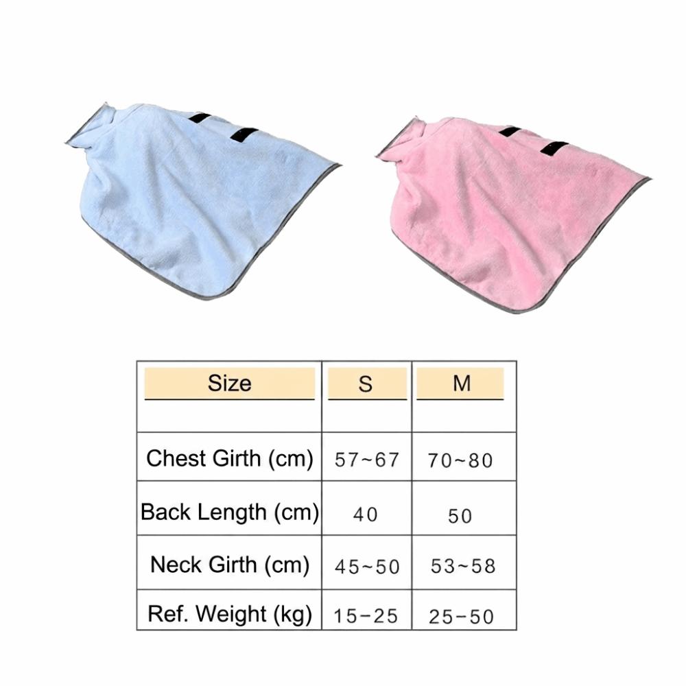 Large Size Cut Pet Bath Robe Microfiber Fabric Dog Drying Coat  Small Medium Pets