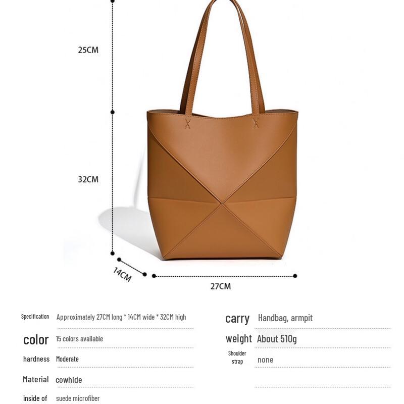 Douxiaozhu Puzzle Geometrická Deformovatelná Hovězí Kůže Skládací Tote Taška přes Rameno