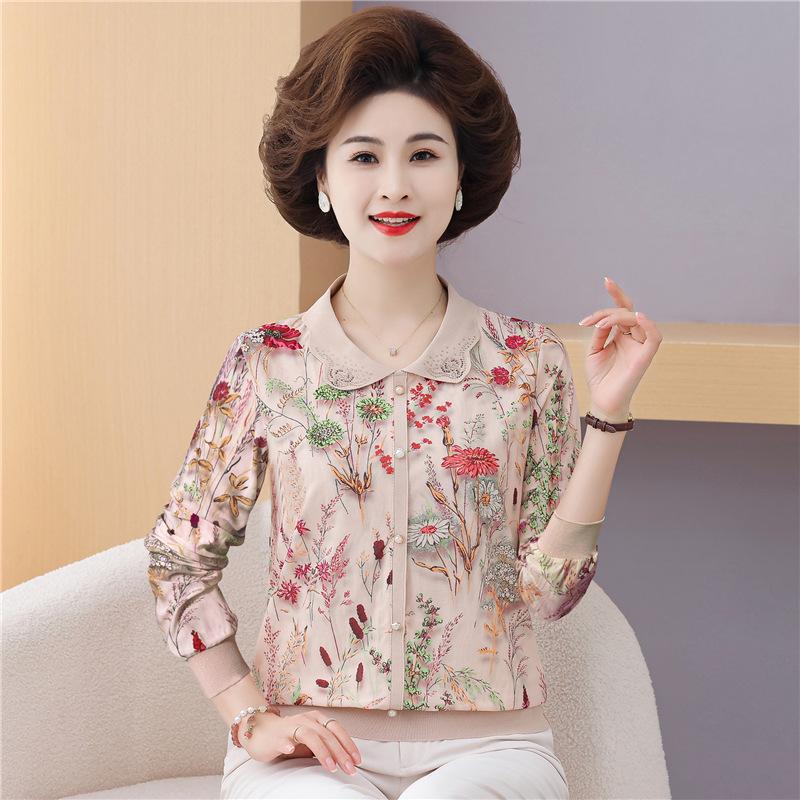 

Spring & Autumn Mother s Lapel T-Shirt: 2026 New Style, Short & Long-Sleeved Options for Middle-Aged Women 4XL красный