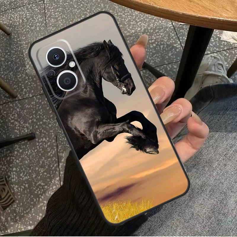 

Beautiful Black Horse For OPPO Reno 14 13 12 11 10 Pro 8T 11F 12F 13F 14F 7 8 Lite OPPO Find X8 X6 X5 X9 Pro Case OPPO Reno13 Pro