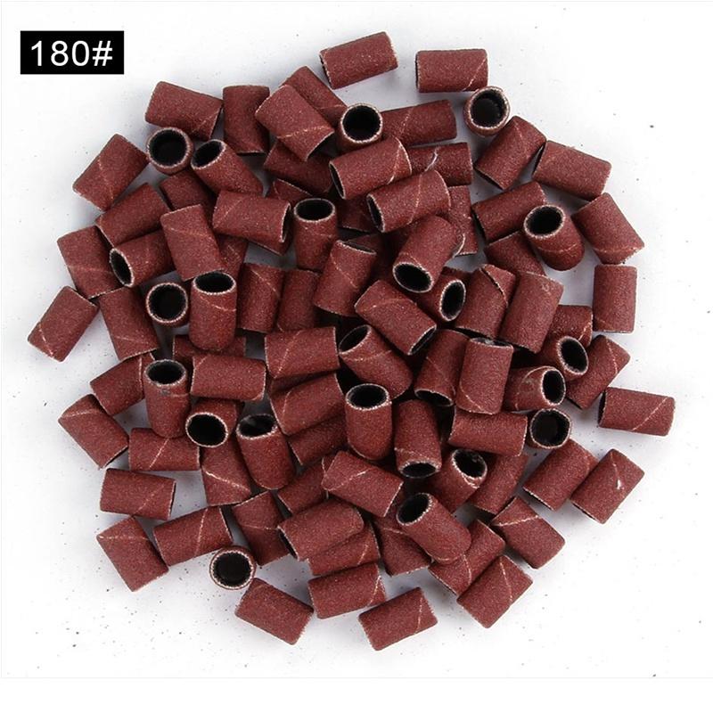 100pcs Bands Polishing Milling Machine Accessories Nail Art Sanding Tool 80''/120''/180" UV Gel Acrylic Polish Remover Bits F