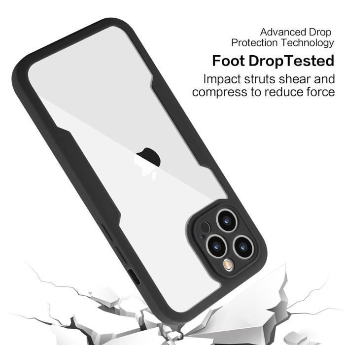 Coque de protection intégrale - PROSHOP - iPhone 12 Pro Max - TPU - 360° - Noir mat