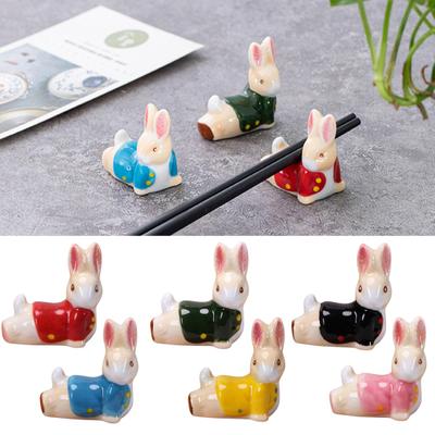 Chopstick Rest Cartoon Creative Cute Adorable Appearance Ceramics Rabbit Chopstick Rest Display Ornament