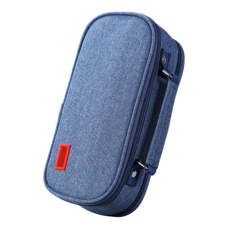 High Capacity Pen Case with Handle 5 Section Canvas Pencil Case Large Pencil Pouches Travel Cosmetic Bag 24x8.5x11cm