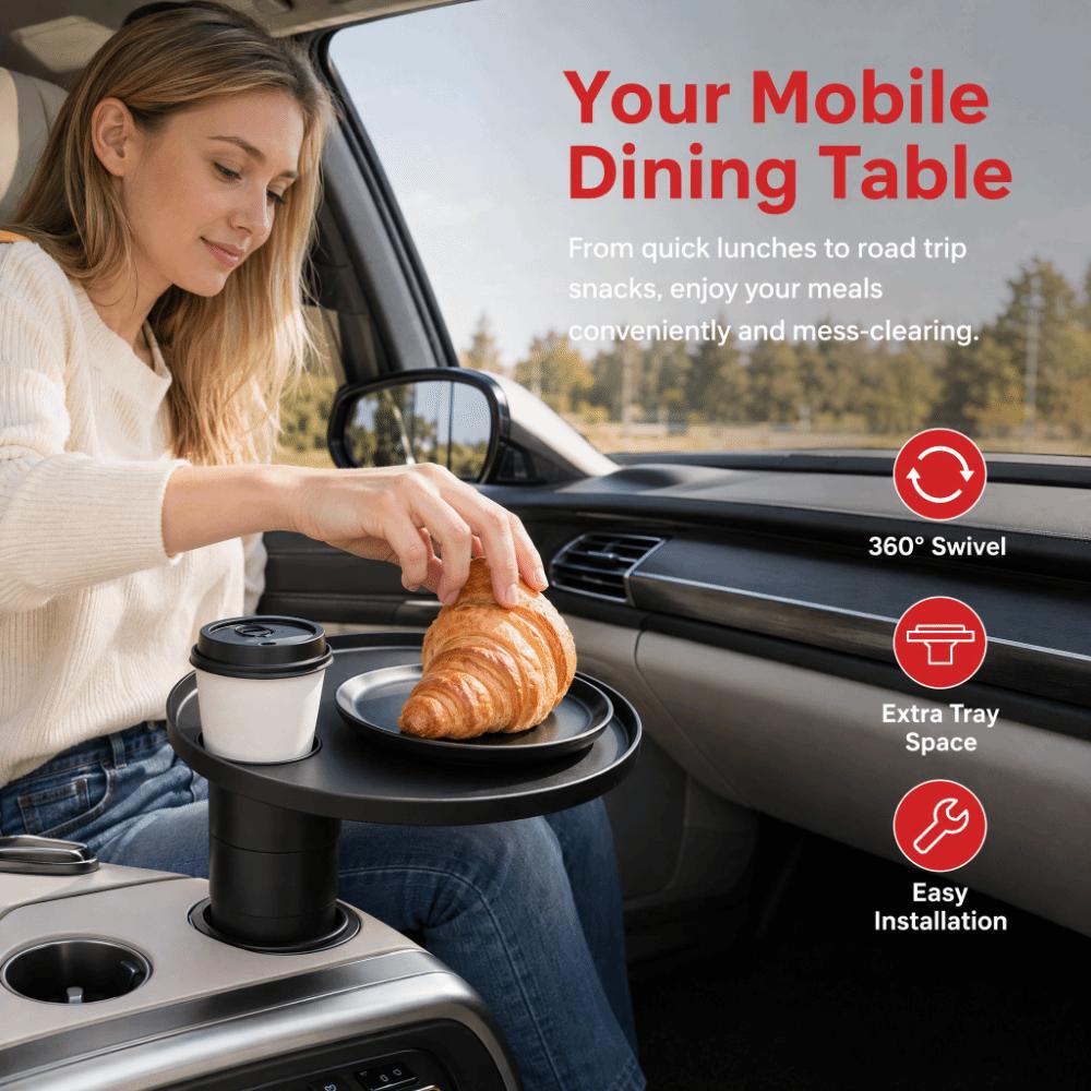 Round Car Cup Holder Tray Multifunctional Vehicle Cup Holder Side Table Car Cup Tray