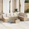 Garden Sofa Set Beige Poly Rattan