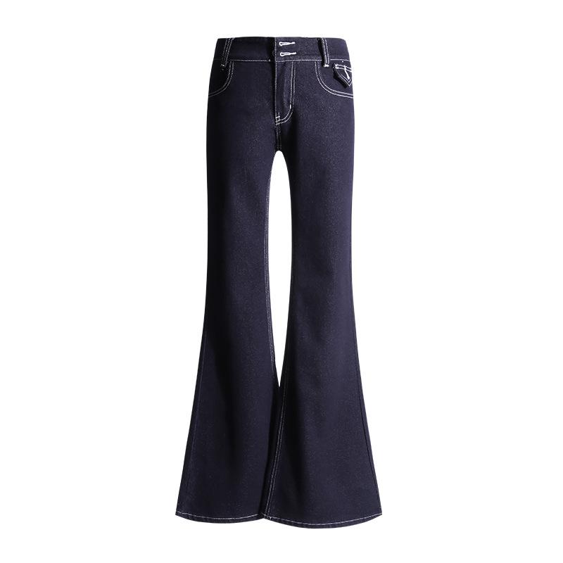 American low-rise micro-pull jeans women's autumn new Spice Girl elastic slim slim flared floor pants