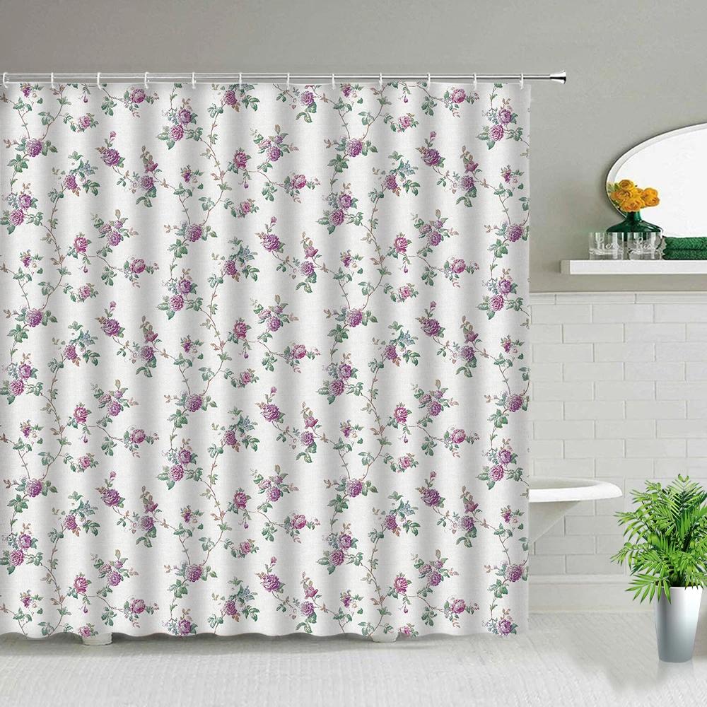 Plant Series Shower Curtain Bathroom Waterproof Polyester Fabric Cloth Curtain Dandelion Flower Print Bathtub Decor With Hooks