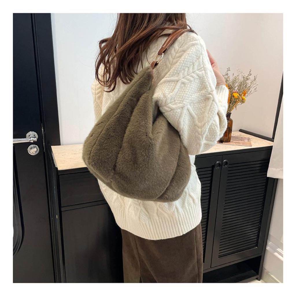 Tote Bag Women Plush Stitching Daily