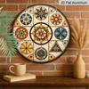 2D Flat, 1pc Round Vintage Mosaic Geometric Pattern Metal Sign, Metal Wall Door Hanging Decor, Suitable for Placing in Room/Restaurant/Bar/Front