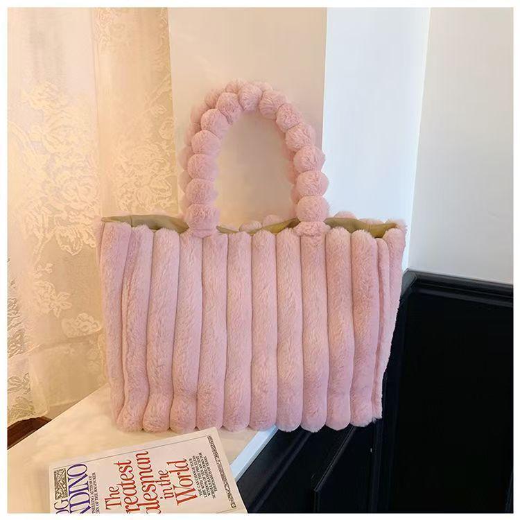 Large Plush Tanghulu Tote - Cute, Fashionable, Single-Shoulder Handbag for Autumn/Winter