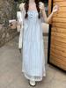 Women's Seaside Striped Camisole Dress - French Style Summer 2026, Loose Fit, Petite Long Dress