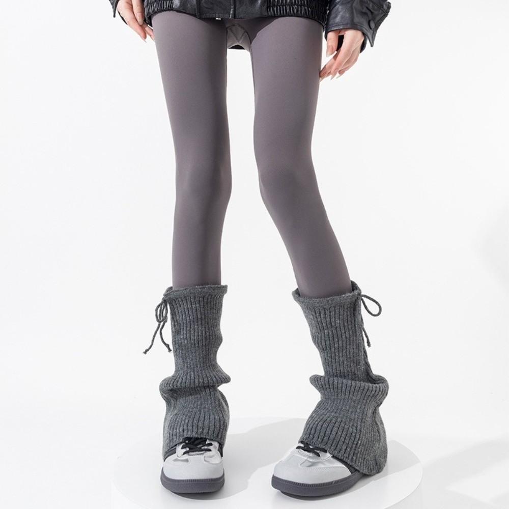 Thickened Middle Tube Socks Gift New Solid Color Leg Warmers Knitted Bow Harajuku Mid Calf Sock