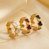 Stainless Steel Gold Color Heart Open Rings For Women Vintage Black Drip Oil Adjustable Couple Ring Jewelry Valentine's Day Gift