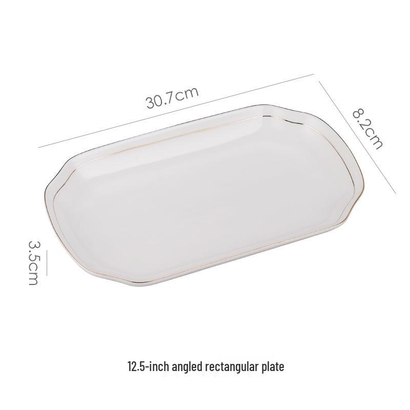 Gold-Rimmed Nordic Fish-Shaped Ceramic Plate for Steamed Fish - Large Household Dish